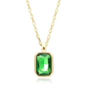Lantisor argint placat cu aur galben cu piatra verde DiAmanti Z2029NG_EM-DIA (Argint 925‰ 1,9 g.)